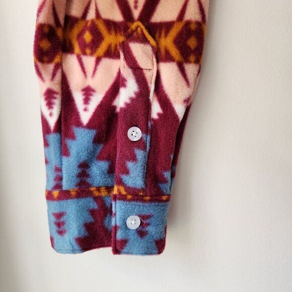 Wrangler Wrancher Fleece Shirt | Aztec South Western Print Long Sleeve | Small - Picture 4 of 8
